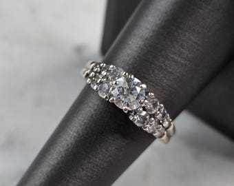 Womens Vintage Estate 14K White Gold Diamond Ring 5.4g E3599