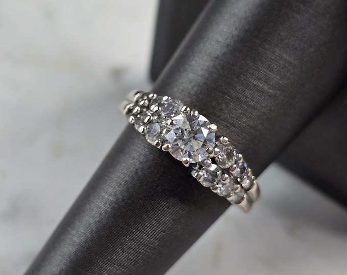 Womens Vintage Estate 14K White Gold Diamond Ring 5.4g E3599