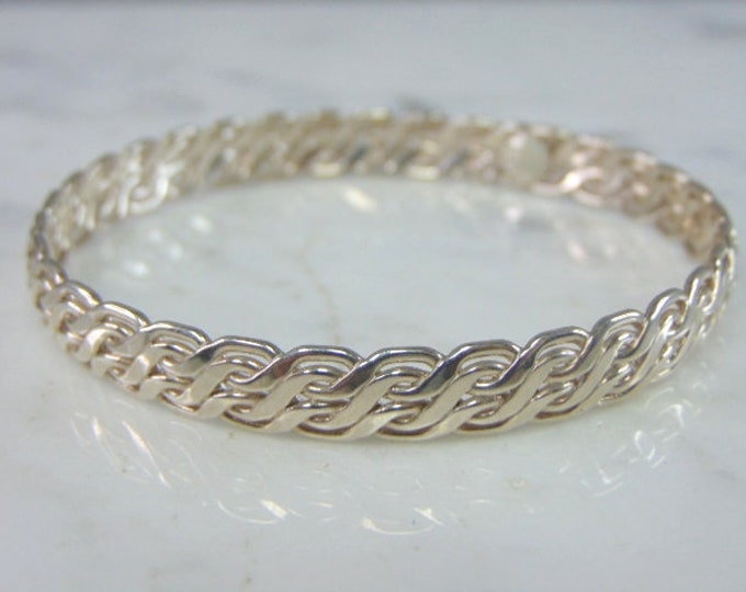 Womens Vintage Estate Sterling Silver Modernist Bracelet 19.1g E2273
