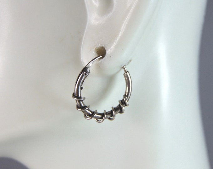 Womens Vintage Estate Sterling Silver Modernist Hoop Earrings 1.2g E2045