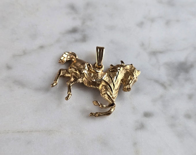 Womens Vintage Estate 14K Yellow Gold Horse Pendant 3.0g E5650