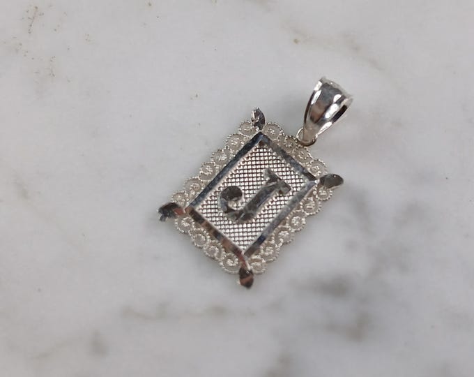 Womens Sterling Silver Initial Letter " J " Pendant 1.0g E4827
