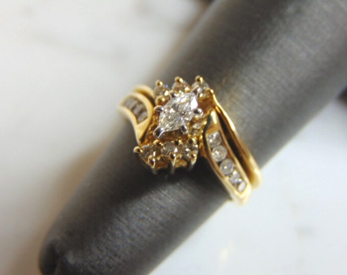 Womens Vintage Estate 14K Yellow Gold Diamond Ring 4.1g E5338
