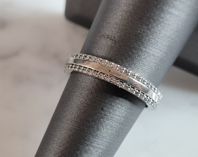 Womens Estate Sterling Silver CZ Ring 2.3g E6691