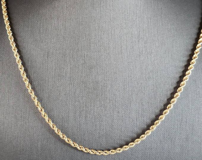 Womens Vintage Estate 14K Yellow Gold Rope Chain Necklace 5.1g E6186