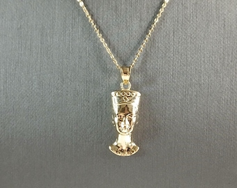 Womens Sterling Silver Gold Tone Queen Nefertiti Pendant Necklace 3.9g E3997
