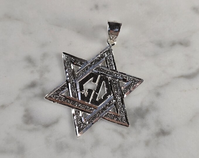 Sterling Silver Jewish Judaica Star of David Pendant, 3.4g E1760