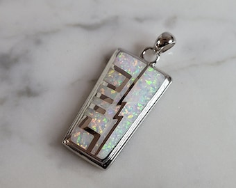 Womens Estate Sterling Silver Modernist Opal Pendant 9.8g E2755