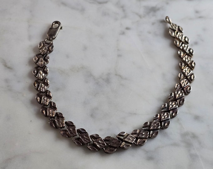 Womens Vintage Estate Sterling Silver Modernist Link Bracelet 13.3g E7830