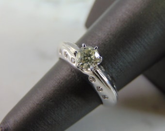 Womens Vintage Estate 14K White Gold Diamond Ring, 4.4g E3380