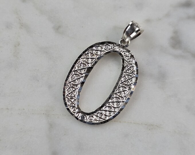 Womens Sterling Silver Initial Letter " O " Pendant 1.5g E7316