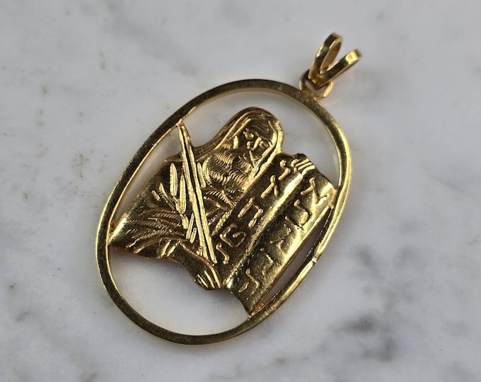 Vintage Estate 18k Gold Judaica Moses Pendant 12.4g E982