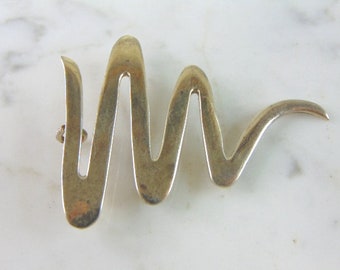 Womens Vintage Estate Sterling Silver Modernist Brooch 13.7g E2137