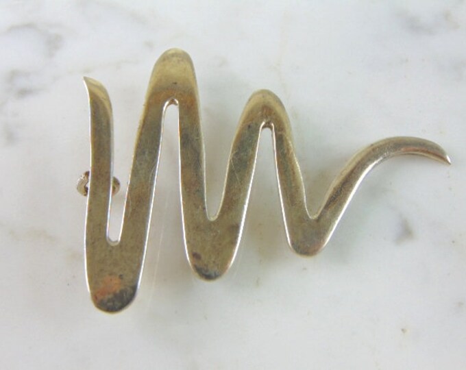 Womens Vintage Estate Sterling Silver Modernist Brooch 13.7g E2137