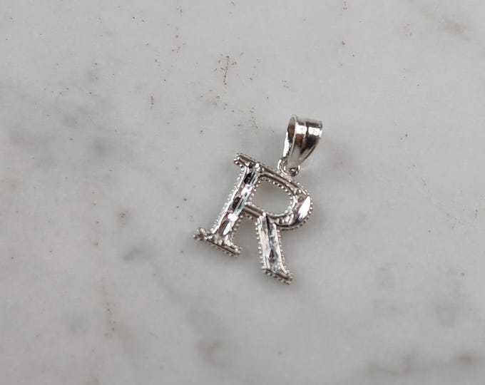 Womens Sterling Silver Initial Letter " R " Pendant 0.3g E6085
