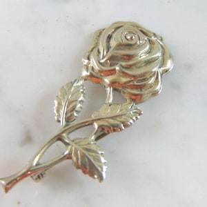 Womens Vintage Estate Lang Sterling Silver Rose Brooch 5.1g E893