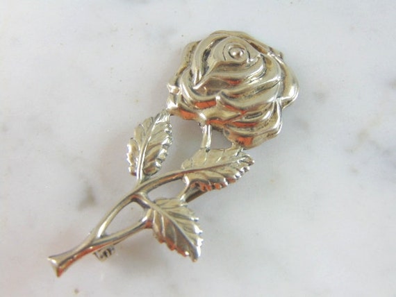 Womens Vintage Estate Lang Sterling Silver Rose Brooch 5.1g E893