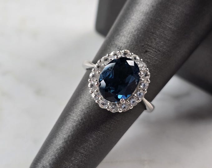 Womens Vintage Estate Sterling Silver Sapphire Colored Stone Ring 3.7g #E6290