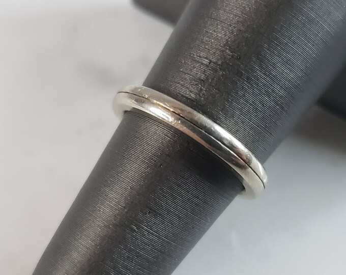 Womens Vintage Estate 14K White Gold Wedding Band Ring 3.6g #E1220