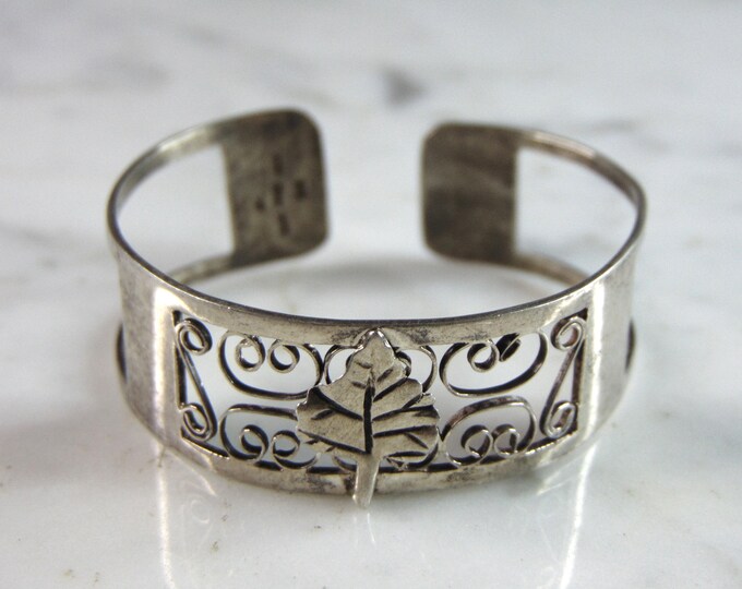 Womens Vintage Estate Sterling Silver Modernist Cuff Bracelet 9.9g E6089