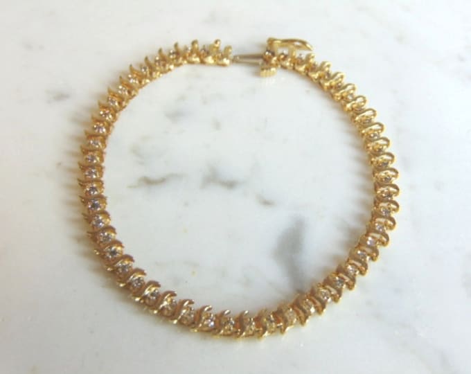 Womens Vintage Estate 14K Gold Diamond Tennis Bracelet w/ 1.5cts 9.2g E3385