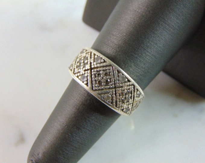 Womens Vintage Estate Sterling Silver Modernist CZ Ring 4.6g E5676