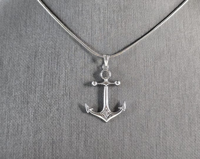 Vintage Estate Sterling Silver Maritime Anchor Pendant Necklace 5.0g E6635
