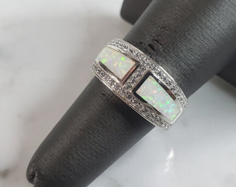 Womens Sterling Silver Modernist Opal Ring 4.9g E2129