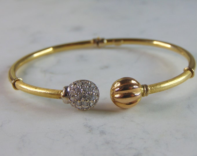 Womens Vintage Estate 18K Yellow Gold Cuff Bracelet 6.9g E837