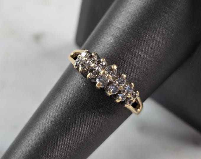 Womens Vintage Estate 14K Yellow Gold Diamond Cluster Ring 3.3g  #E942