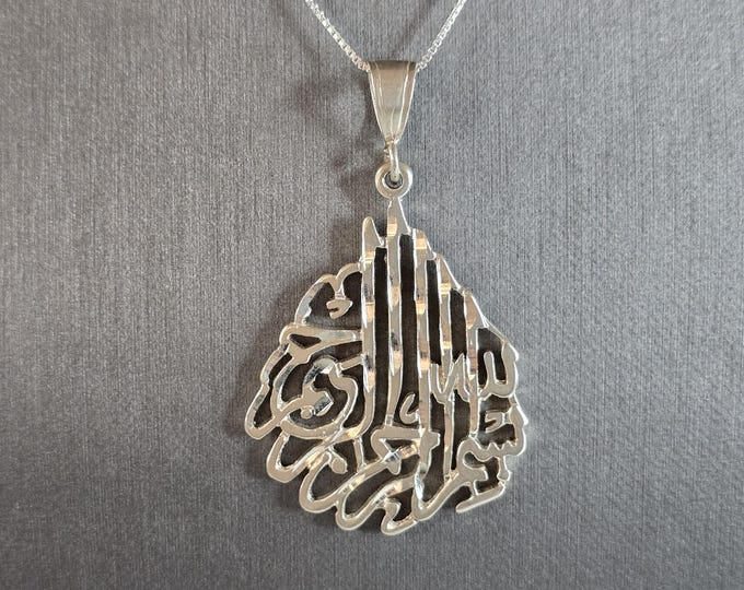 Womens Vintage Estate Sterling Silver Persian Pendant Necklace 12.6g E4483