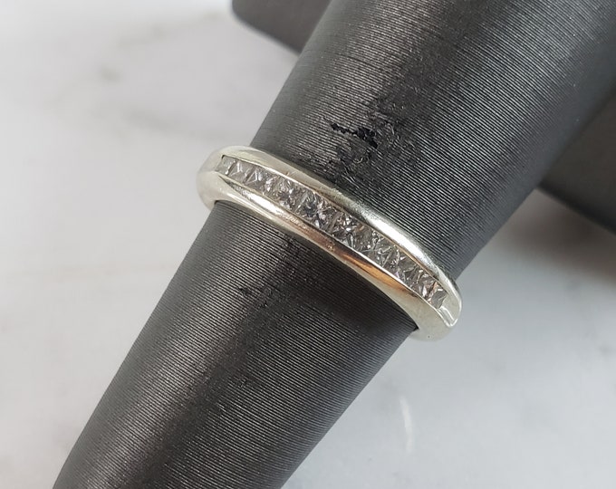 Womens Vintage Estate 14k White Gold Diamond Ring 3.9g #E6262