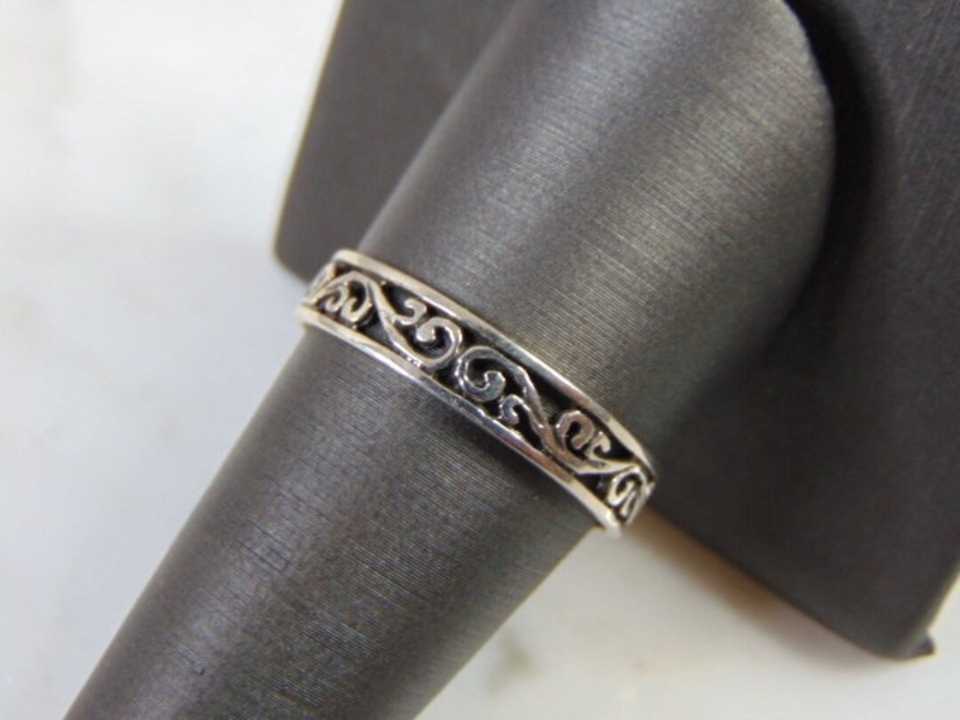 Womens Vintage Estate Sterling Silver Filigree Ring 1.7g