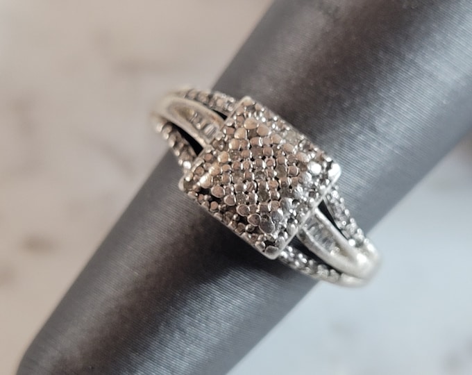 Womens Vintage Estate Sterling Silver Diamond Ring 4.0g #E1382