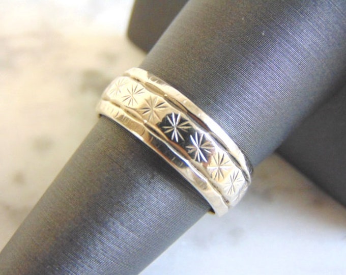 Vintage Estate 14K White Gold Band Wedding Ring 5.6g E4005