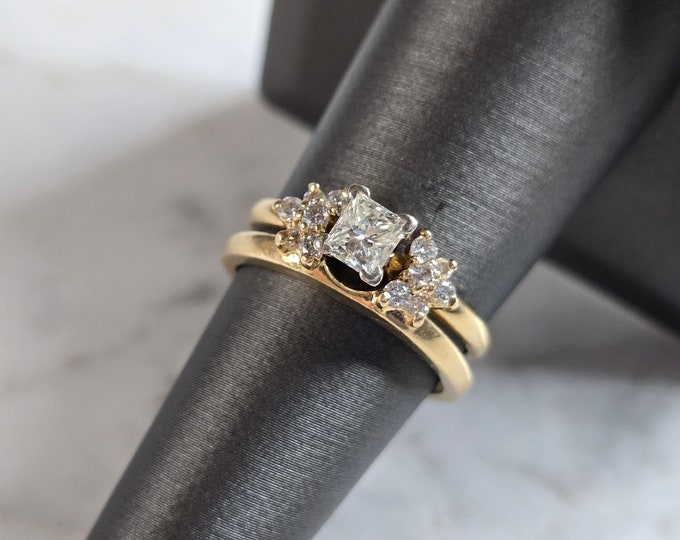 Womens Vintage Estate 14K Gold Diamond Ring Set 4.7g  E6170