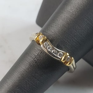 Womens Vintage Estate 14K White & Yellow Gold Diamond Ring 4.0g E1149