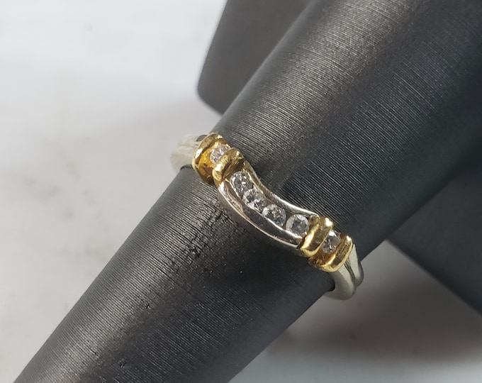 Womens Vintage Estate 14K White & Yellow Gold Diamond Ring 4.0g E1149