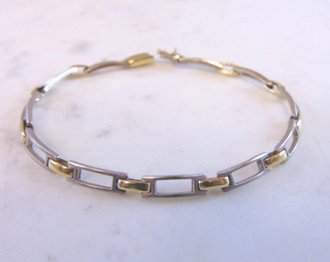 Vintage Estate 14K White & Yellow Gold Link Bracelet 12.5g E3916