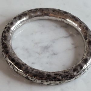 Womens Vintage Estate Sterling Silver Hammered Modernist Bracelet 48.2g E6954