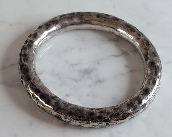 Womens Vintage Estate Sterling Silver Hammered Modernist Bracelet 48.2g E6954