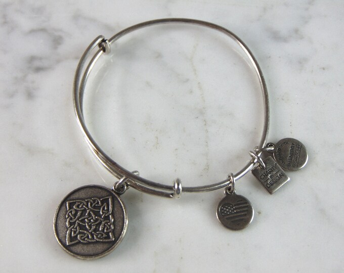 Womens Vintage Estate Alex & Ani Celtic Knot Stacking Charm Bracelet E2028
