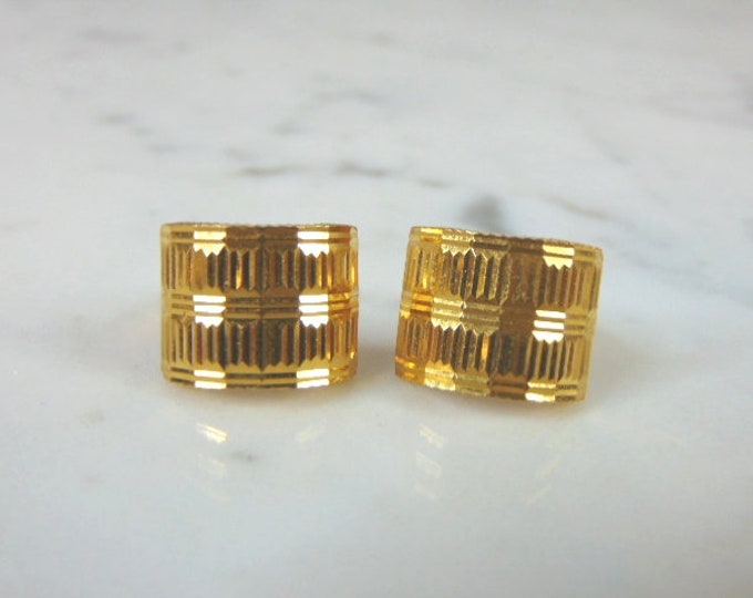 Womens Vintage Estate 22K Gold Modernist Earrings 8.7g  #E4027