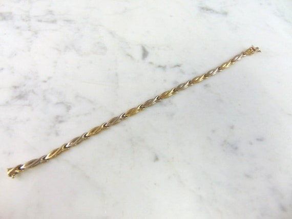 Womens Vintage Estate 14K Mixed Gold Bracelet 7.8g