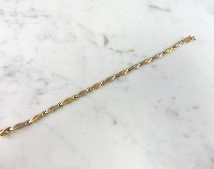 Womens Vintage Estate 14K Mixed Gold Bracelet 7.8g E4259