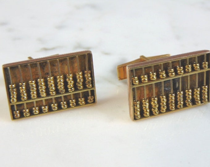 Mens Vintage Estate 14k Yellow Gold Abacus Cufflinks 18.3g E3046