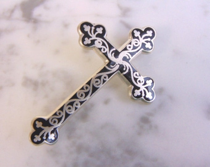 Womens Vintage Estate .925 Sterling Silver Cross Brooch 9.3g E4443