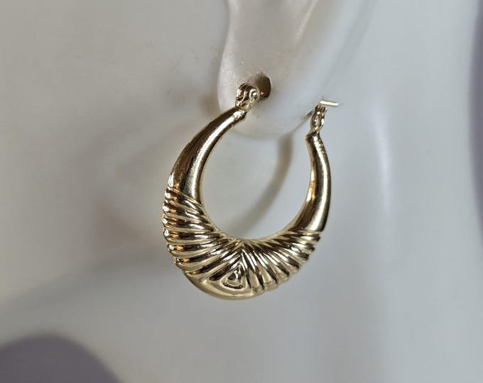 Womens Vintage Estate 14K Yellow Gold Hoop Earrings 2.3g E1365