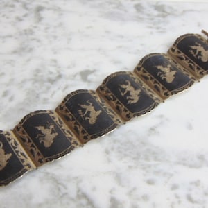 Heavy Vintage Estate .925 Sterling Silver Siam Bracelet, 54.3g E4885