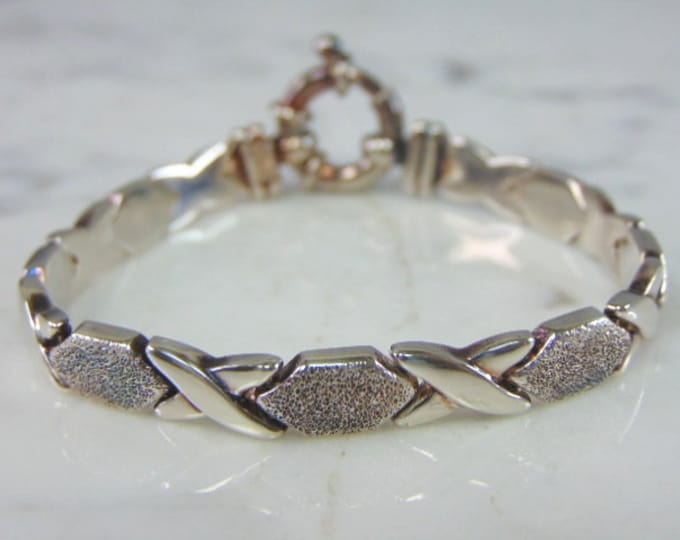 Womens Vintage Estate Sterling Silver Modernist Bracelet 17.2g E2227
